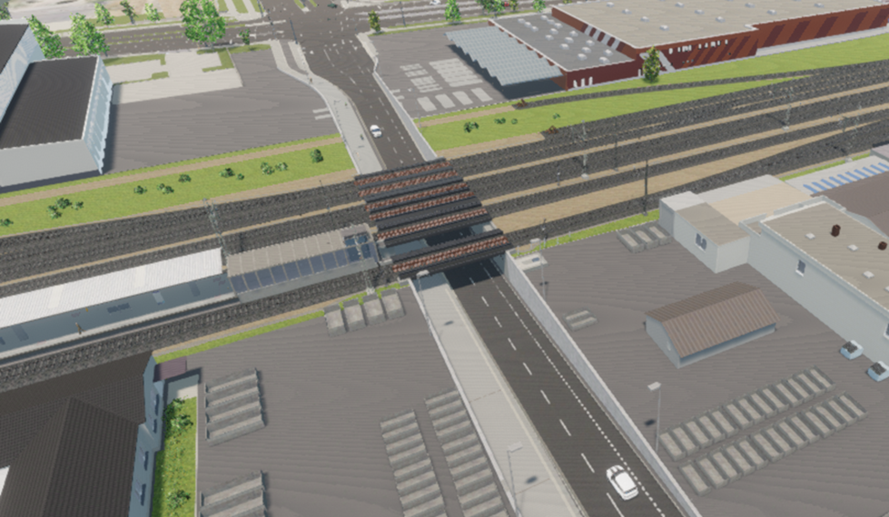 Visualisierung Eisenbahnüberführung Ernst-Heinkel-Straße aus der Vogelperspektive